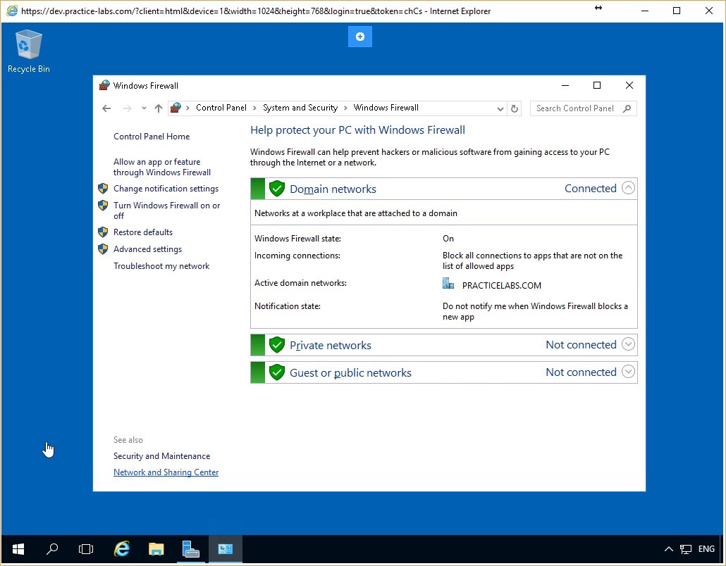 Figure 4.3 Screenshot of the PLABDC01 desktop